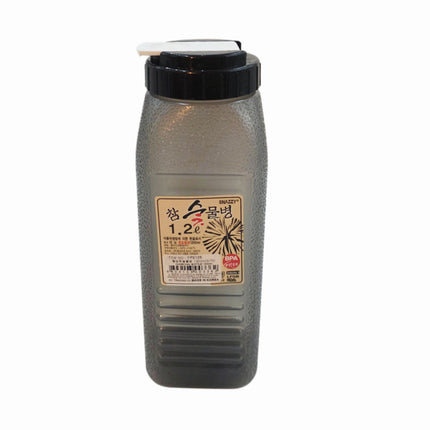 Korean Charcoal-Design Slim Fridge Water Bottle – Wide Mouth, Easy-Pour Spout, 1.2L (BPA-Free)