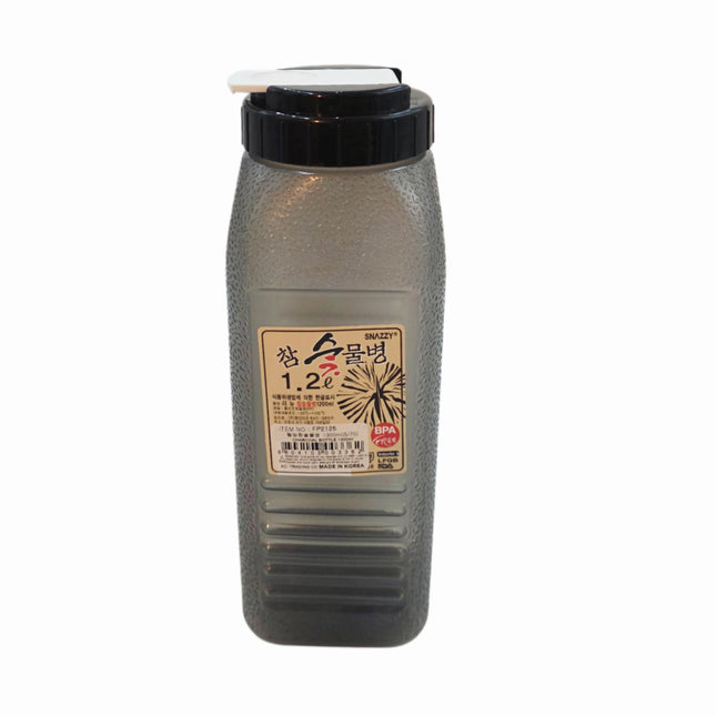 Korean Charcoal-Design Slim Fridge Water Bottle – Wide Mouth, Easy-Pour Spout, 1.2L (BPA-Free)