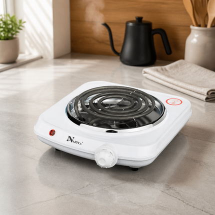 Narita Electric Single Burner Hot Plate - 1000W Spiral Coil Countertop Burner - 10" x 12" - ETL Listed