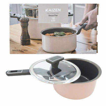 Tosco IH "Highborn" Premium Nonstick Ceramic 7" (18 cm) Sauce Pan by Kaizen – Induction, Gas, Electric, Halogen & Hot Plate Ready – Made in Korea