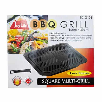 JoyLife Square Multi-Grill BBQ Pan Set 36 x 30cm (14.2" x 11.8") - Water-Channel Smokeless Grill with Lifting Tool - Made in Korea