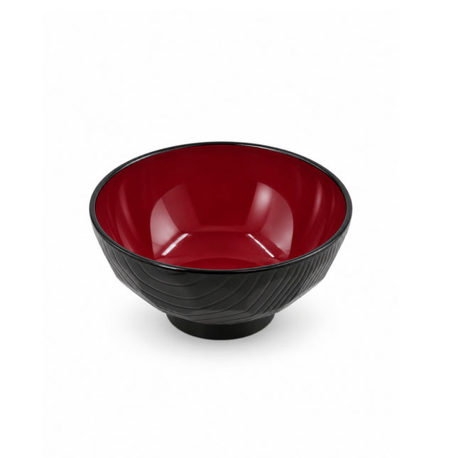 Japanese Style Textured Red & Black Rice / Soup Bowl - Microwave & Dishwasher Safe - 4.63 in - Made in Japan