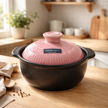 Kitchen Flower Lucia Ceramic Porcelain Cookware Hot Pot & Lid (3 Sizes) – Made in Korea