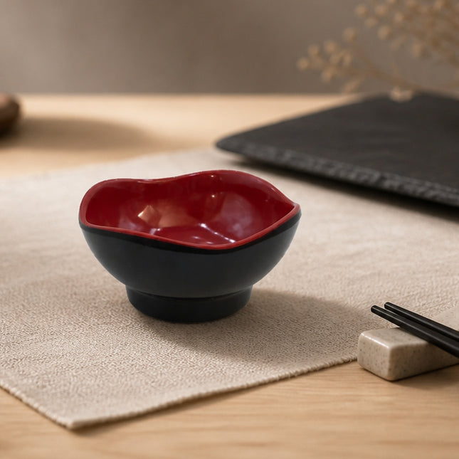 Red & Black Melamine Sauce & Condiment Dish – 3.5 in – Made in Taiwan