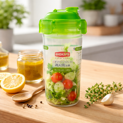 Komax Biokips Dressing Shaker Bottle - 500 ml / 16.9 fl oz - Leakproof 4-Lock Lid - Made in Korea