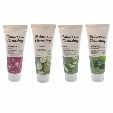 FOODAHOLIC Nature Foam Cleansing – Korean Facial Cleanser (Aloe, Cucumber, Green Tea, Collagen | 150ml) - Made in Korea