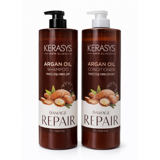 Kerasys Argan Oil Damage Repair (Shampoo or Conditioner) (1L / 33.8 fl oz) – Deep Nourishment – Smooth & Restore - Made in Korea