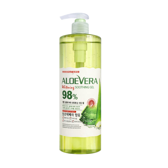 White Organia Good Nature 98% Aloe Vera Whitening Soothing Gel (Pump Bottle – 400g / 13.5 fl oz) – Made in Korea