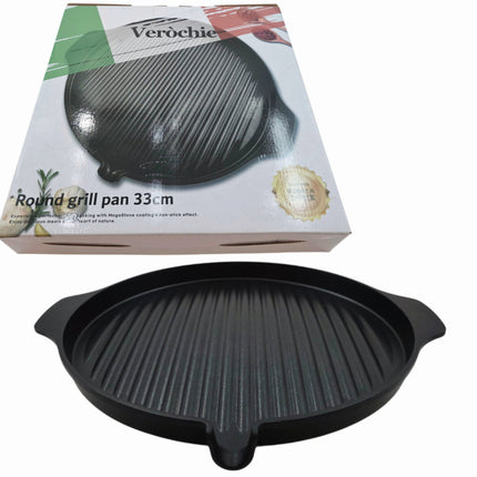 Verochic Round Korean Grill Pan 33cm (13") - Titanium MegaStone Coating - Made in Korea