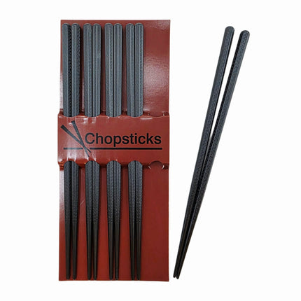 JW Textured Fiberglass Chopsticks Set (5 Pairs) - Black - 8.75" - Reusable Chopsticks