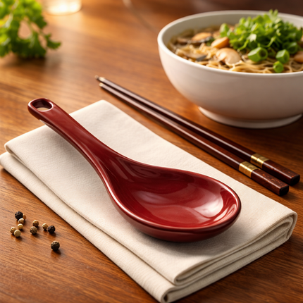 Red Melamine Serving Spoon – Large Wide-Head Serving Spoon, 8.6"