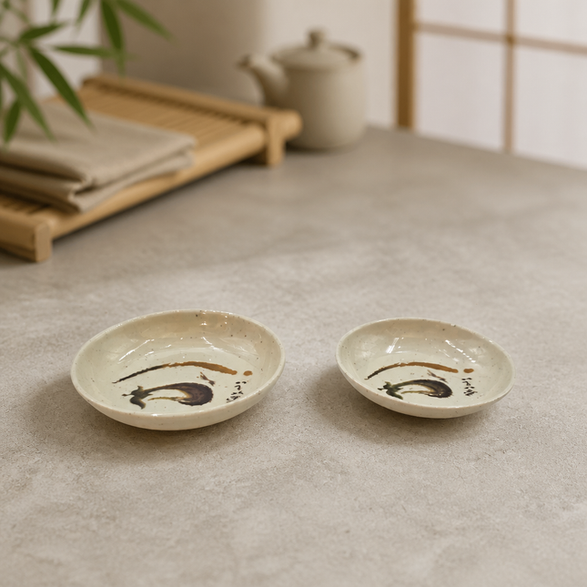 Traditional Eggplant Motif Melamine Sauce Dish - 2 Sizes - Made in Taiwan