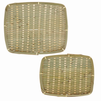 Home Art Rectangular Bamboo Draining & Serving Tray 2pc Set