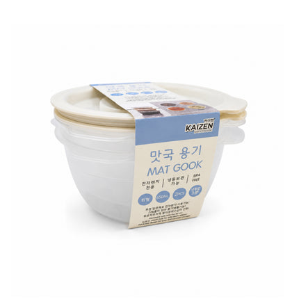 Kaizen Mat Gook Round Food Storage Container Set - 650 mL (22 oz) x 2 Pack - BPA Free - Microwave Safe - Made in Korea