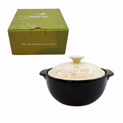 Korean Floral Earthenware Ceramic Stew Pot (3 Sizes) Heat-Resistant – Made in Korea