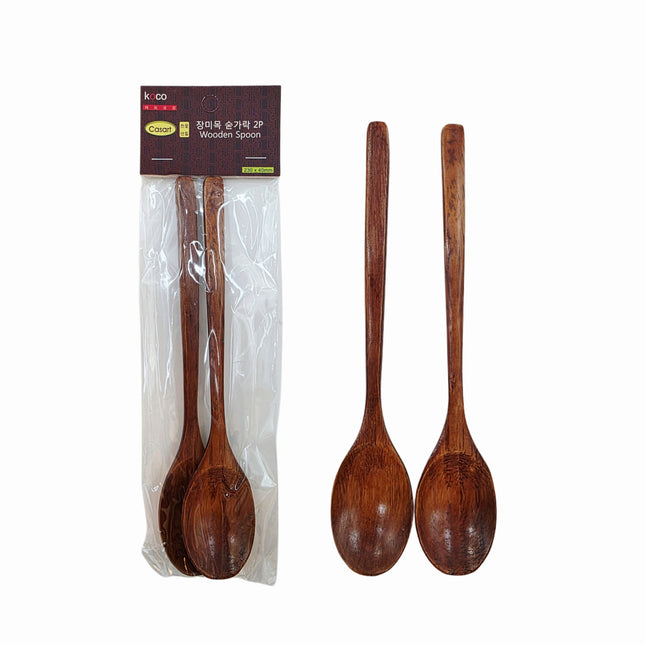 Casart Natural Wooden Spoons (2pc Set) – 9.1 in (23 cm) Long