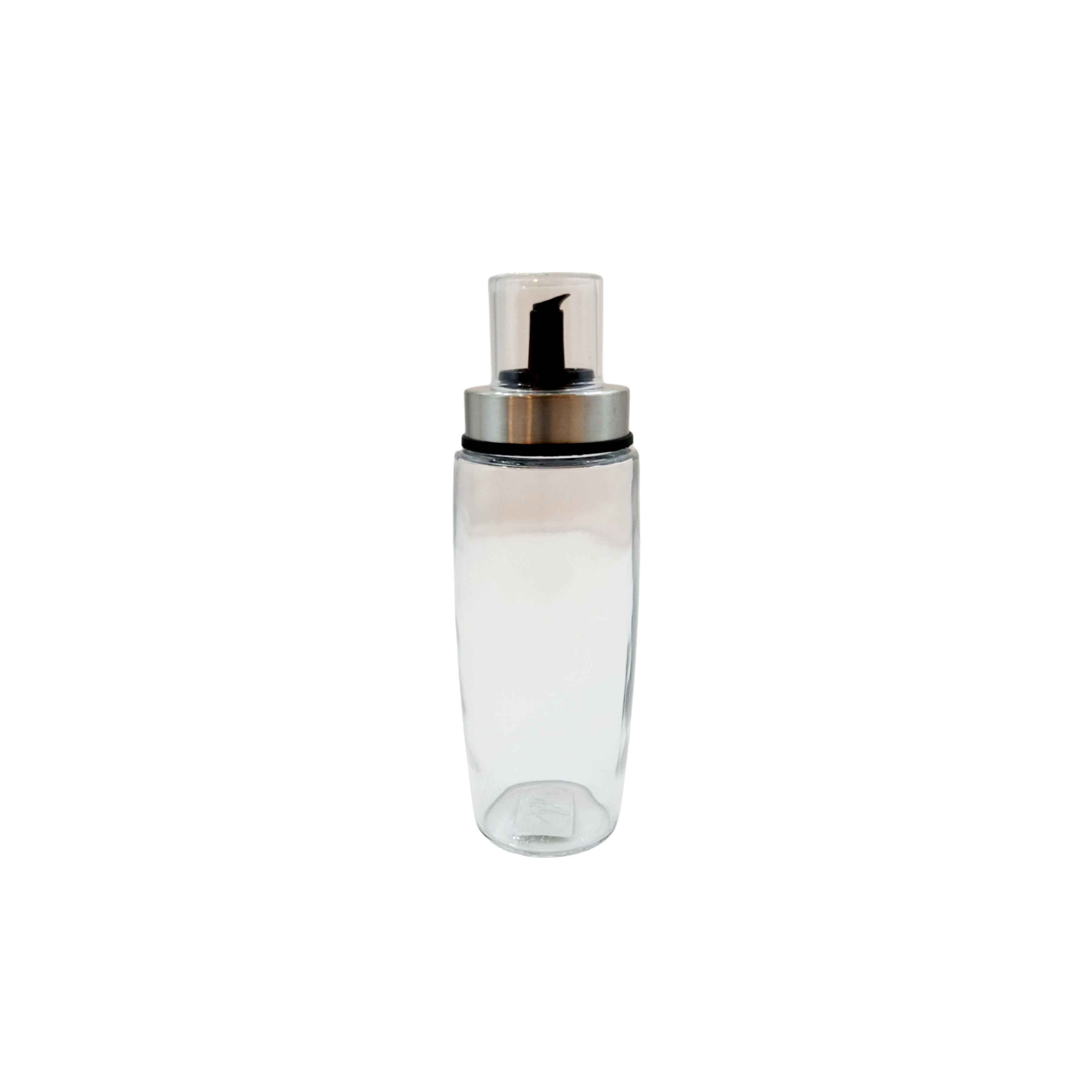 No-Spill SG Table Oil & Vinegar Bottle (Airtight, Leak-Proof) - 300ml/10.1oz - Glass Body, Stainless Steel Rim, Heavy Duty Plastic Spout and Snap-On Cap, Rubber Gasket