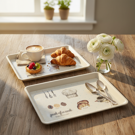 Chef's Bakery/Cafe Serving Trays - Grip Lined - 3 Sizes (Small, Medium, Large) - Made in Korea - Lightweight
