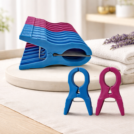 Korean Extra Large Plastic Clothespins (10 pcs) - 4 Inch Laundry Clips - Made in Korea