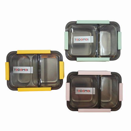 Stainless Steel Bento Lunch Box (3 Colors) – 2-Compartment – 750ml Leak-Lock Container