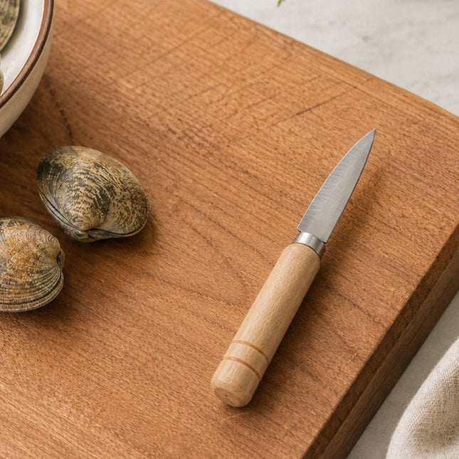Hany Stainless Steel Clam & Shellfish Knife with Wood Handle, 6.75"