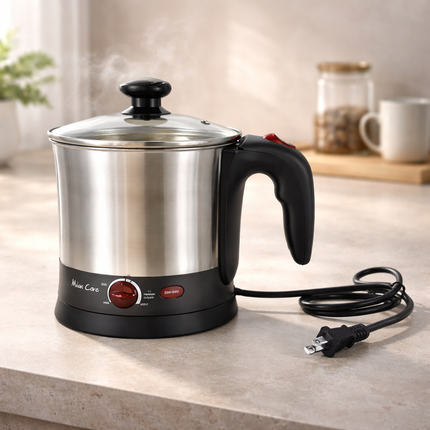 Milan Care Stainless Steel Electric Multi Pot (1.8L) – Adjustable Temperature Ramen Cooker with 360° Power Base - Multi Cooker