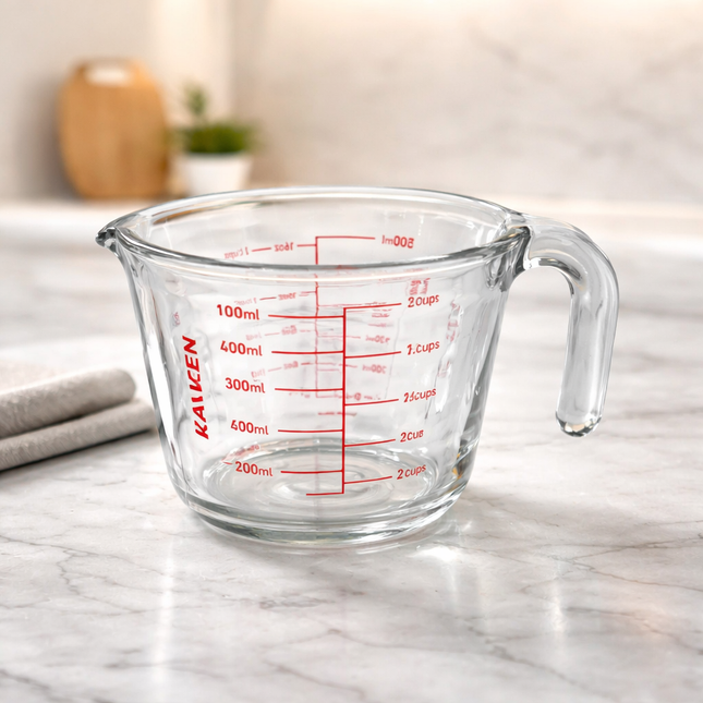Kaizen Heat-Resistant Glass Measuring Cup (500 mL / 16 oz) – Clear Glass Measuring Pitcher