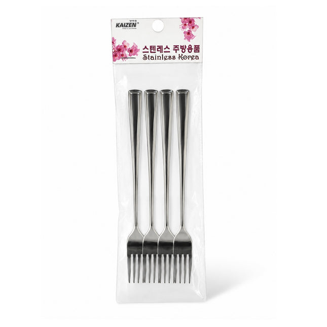 Kaizen Stainless Steel Dinner Fork Set – Mirror Finish, 7.5 in (19 cm), Set of 4 pcs