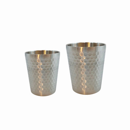 Double-Walled Stainless Steel Water Cups (2 Sizes) - Brushed Stainless Steel Interior with Textured Stainless Steel Exterior