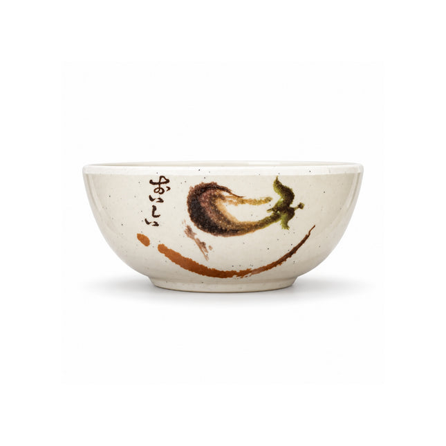 Traditional Eggplant Motif Melamine Soup Bowl - 4.9 in - Made in Taiwan