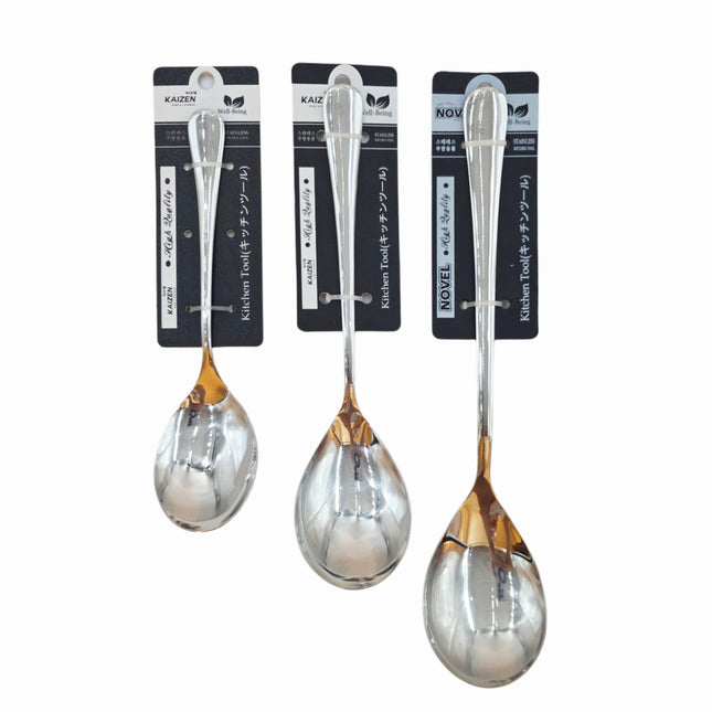 Kaizen Premium Stainless Steel Serving Spoon / Flat Ladle – Heavy-Duty Kitchen Serving Spoon – 3 Sizes (9.75", 11.5", or 13.75")