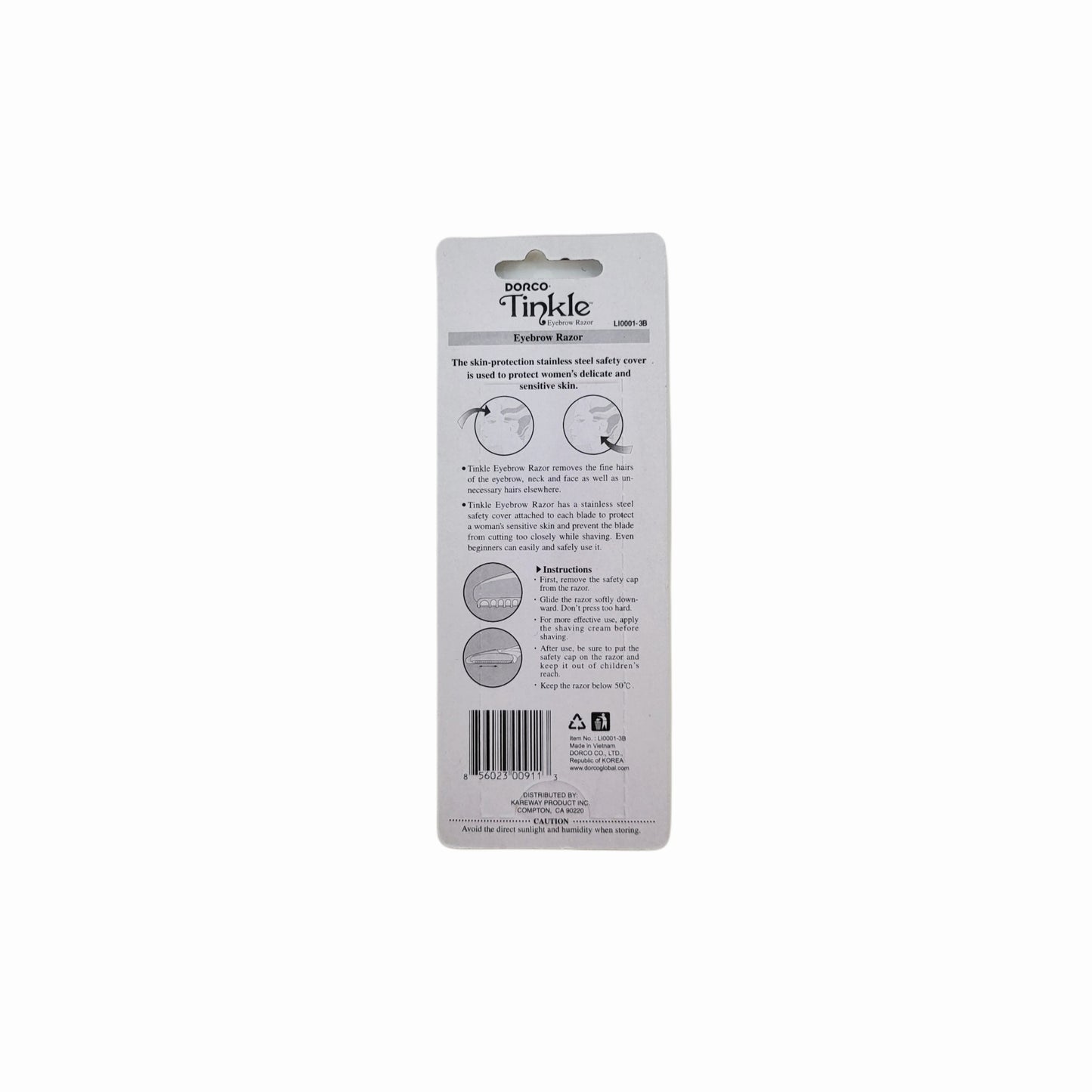 Dorco Tinkle Eyebrow Razors (3-pack) With Blade Covers