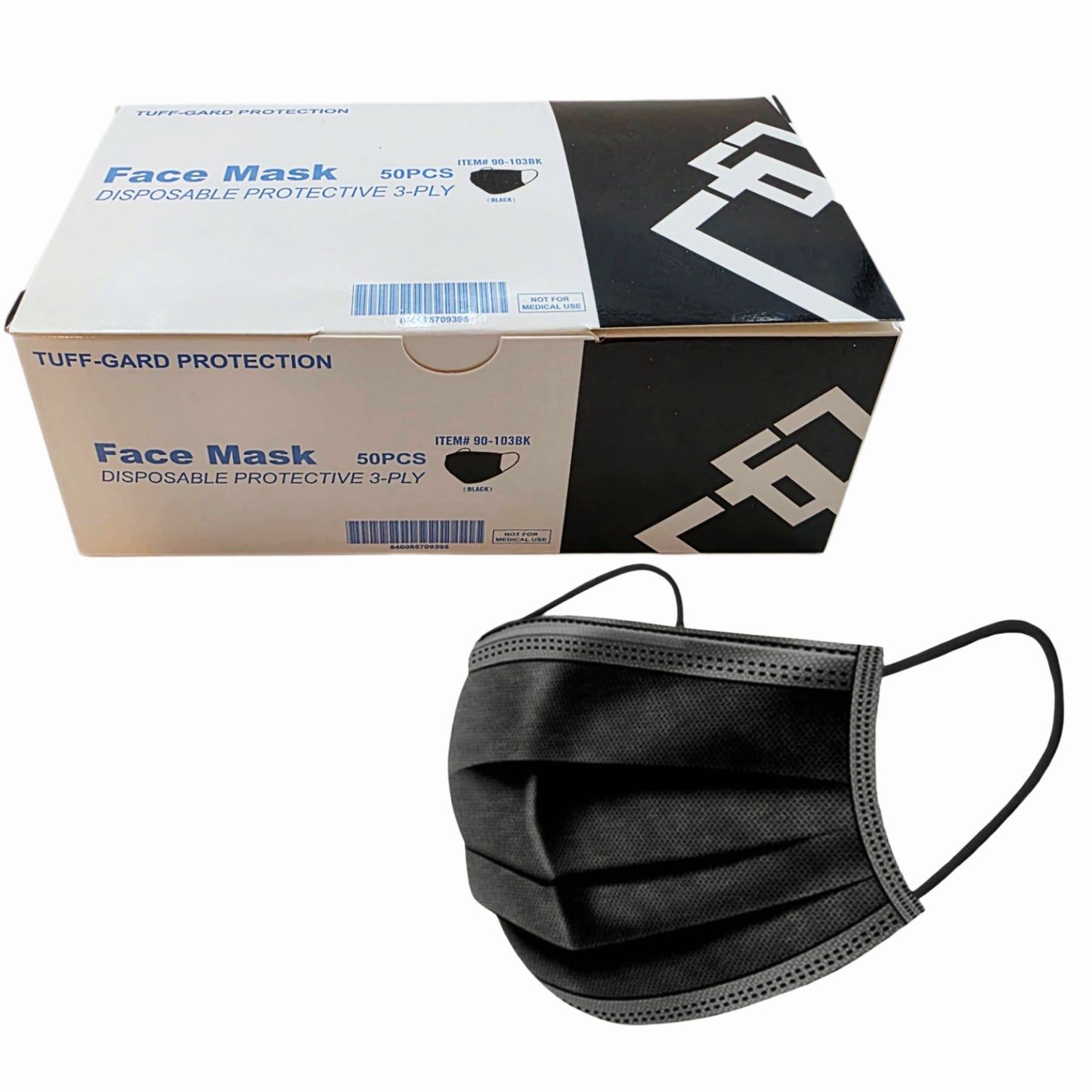 3-Ply Disposable Face Masks (Black) "Dental-type" - Box of 50 pcs